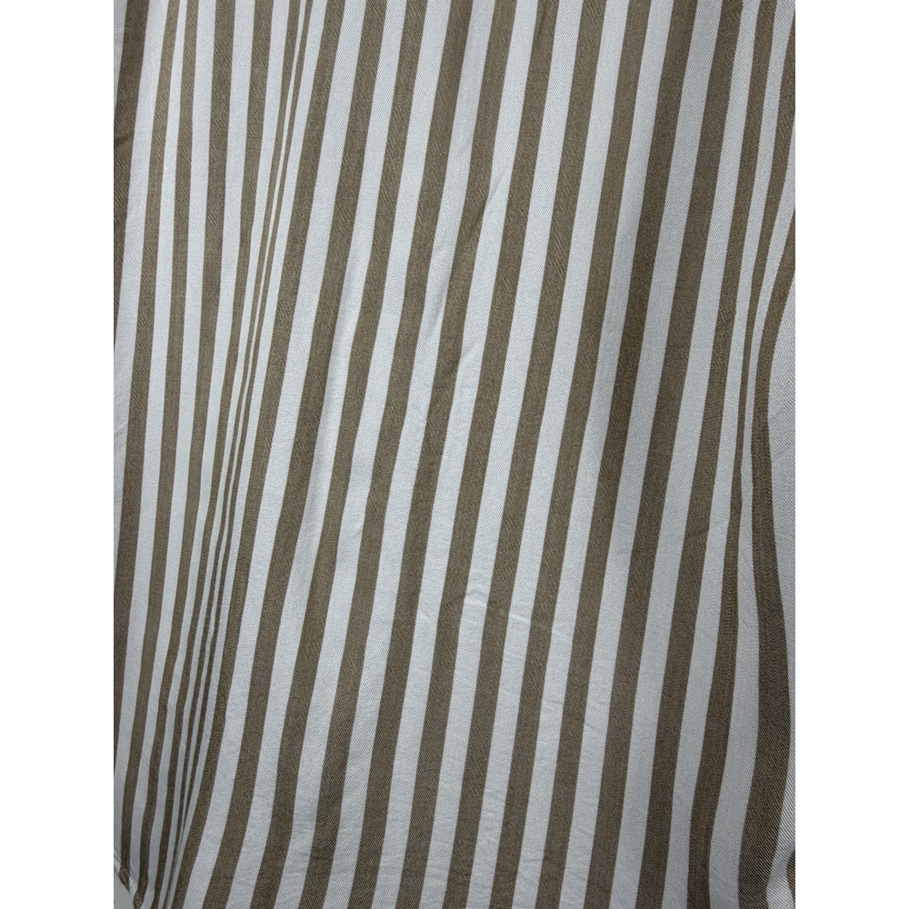 Alexander Jordan Womens Large Tan White Stripe Button Front Blouse Top - Picture 3 of 7